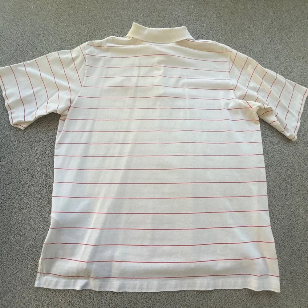 VTG Polo Golf Shirt Mens XL White Striped The Open 2005 St Andrews Preppy